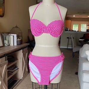 Hot Pink and White Gingham Push-up Bikini